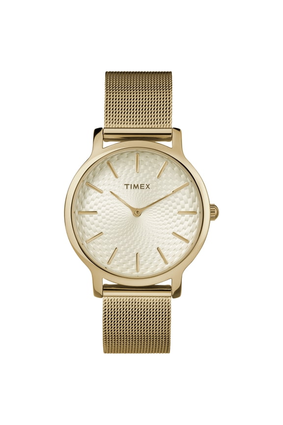 Women's Metropolitan 34mm Dress Watch – Gold-Tone Case Gold-Tone DIal with Gold-Tone Stainless Steel Mesh Bracelet