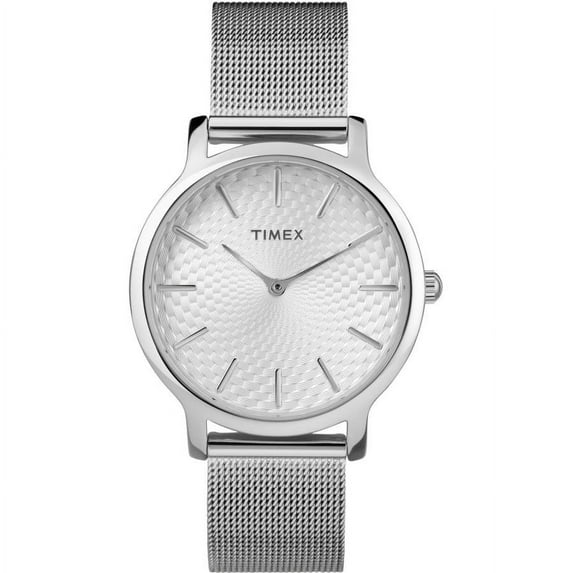 Timex Women's Metropolitan 34mm Silver-Tone Watch, Stainless Steel Mesh Bracelet