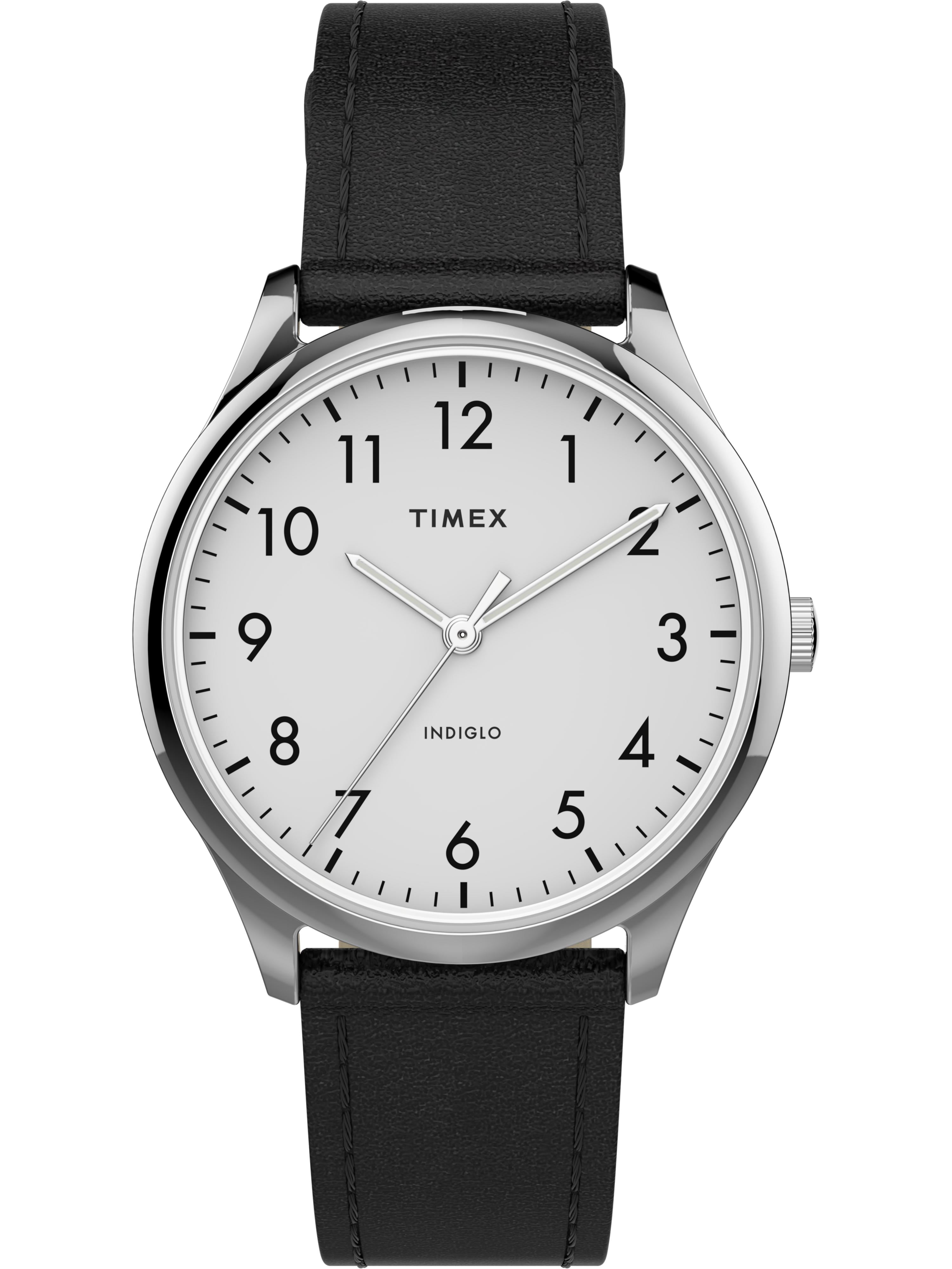 Timex Women's Modern Easy Reader 32mm Black/Silver Genuine Leather