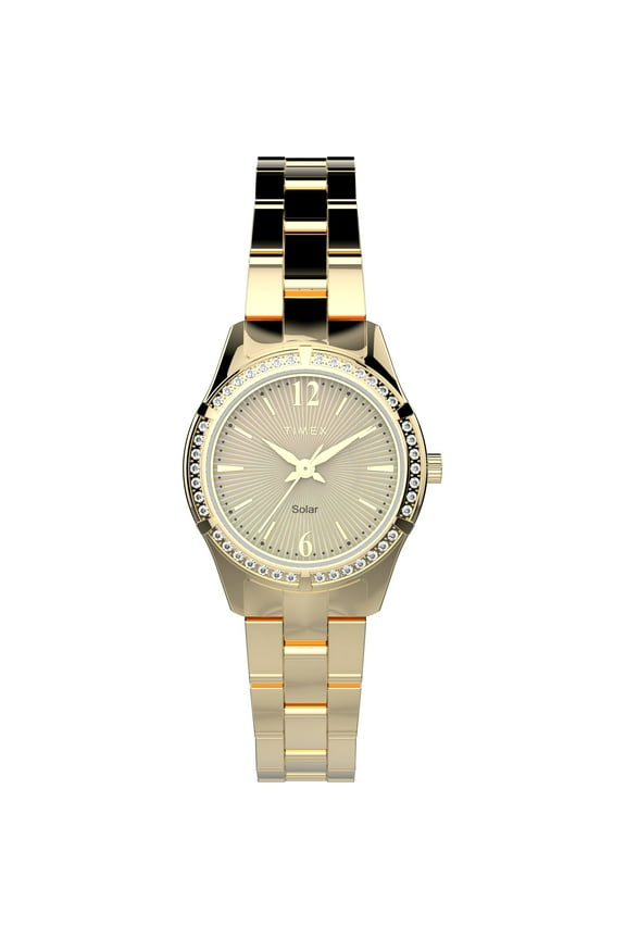 Women's Solar Premium Dress 28mm Watch  Gold-Tone Case Champagne Dial with Gold-Tone Stainless Steel Bracelet