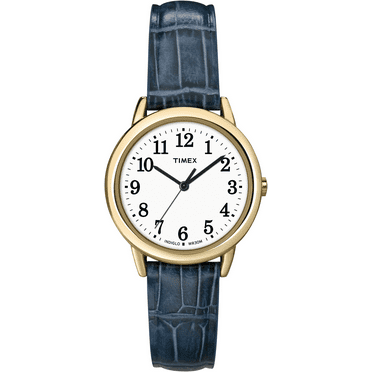 Timex Women’s South Street Blue/Gold 30mm Casual Watch, Leather Strap