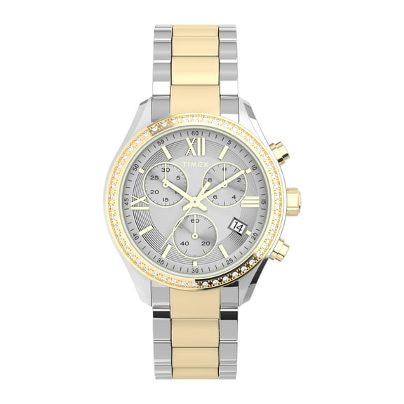 Timex Women's Standard Chronograph 38mm Watch – Two-Tone Case Two-Tone Dial Two-Tone Bracelet