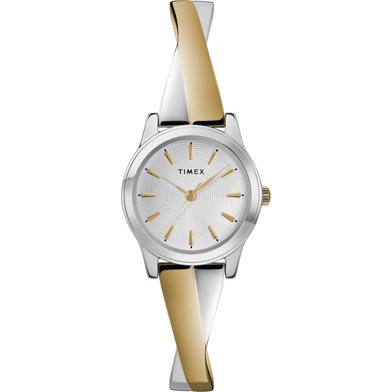 Timex Women's Stretch Bangle Crisscross Two-Tone 25mm Fashion Watch,  Expansion Band