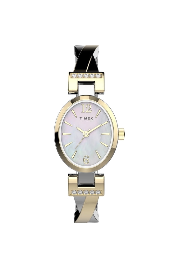 Women's Stretch Bangle Two-Tone/MOP 21mm Dress Watch, Expansion Band