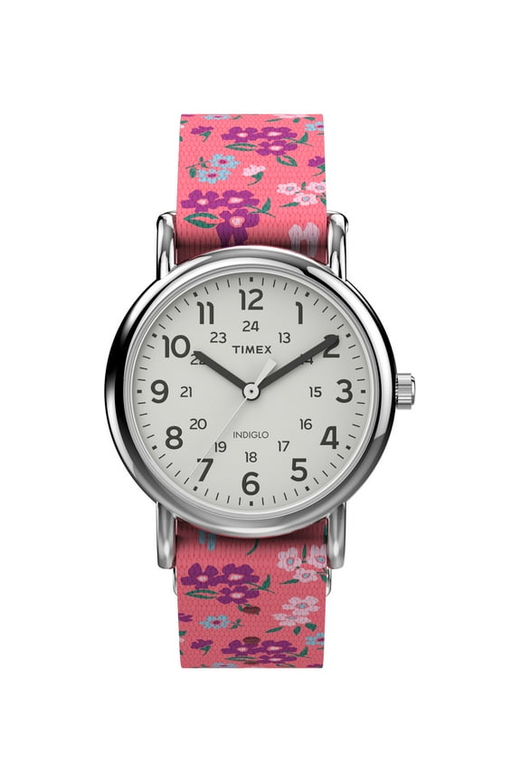 Women's Weekender 31mm Watch - Silver-Tone Case Pink Fabric Strap White Dial