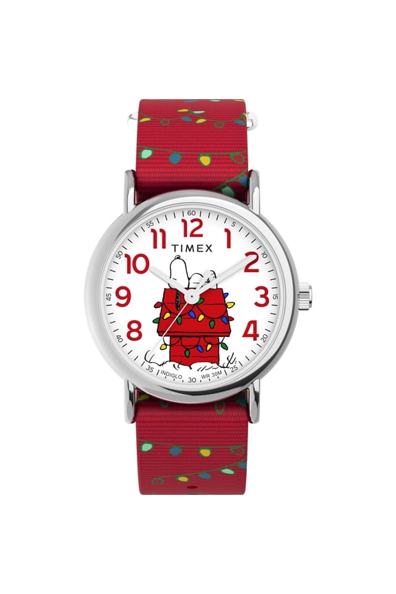Women's Weekender x Peanuts Holiday 38mm Watch - Red Strap White Dial Silver-Tone Case