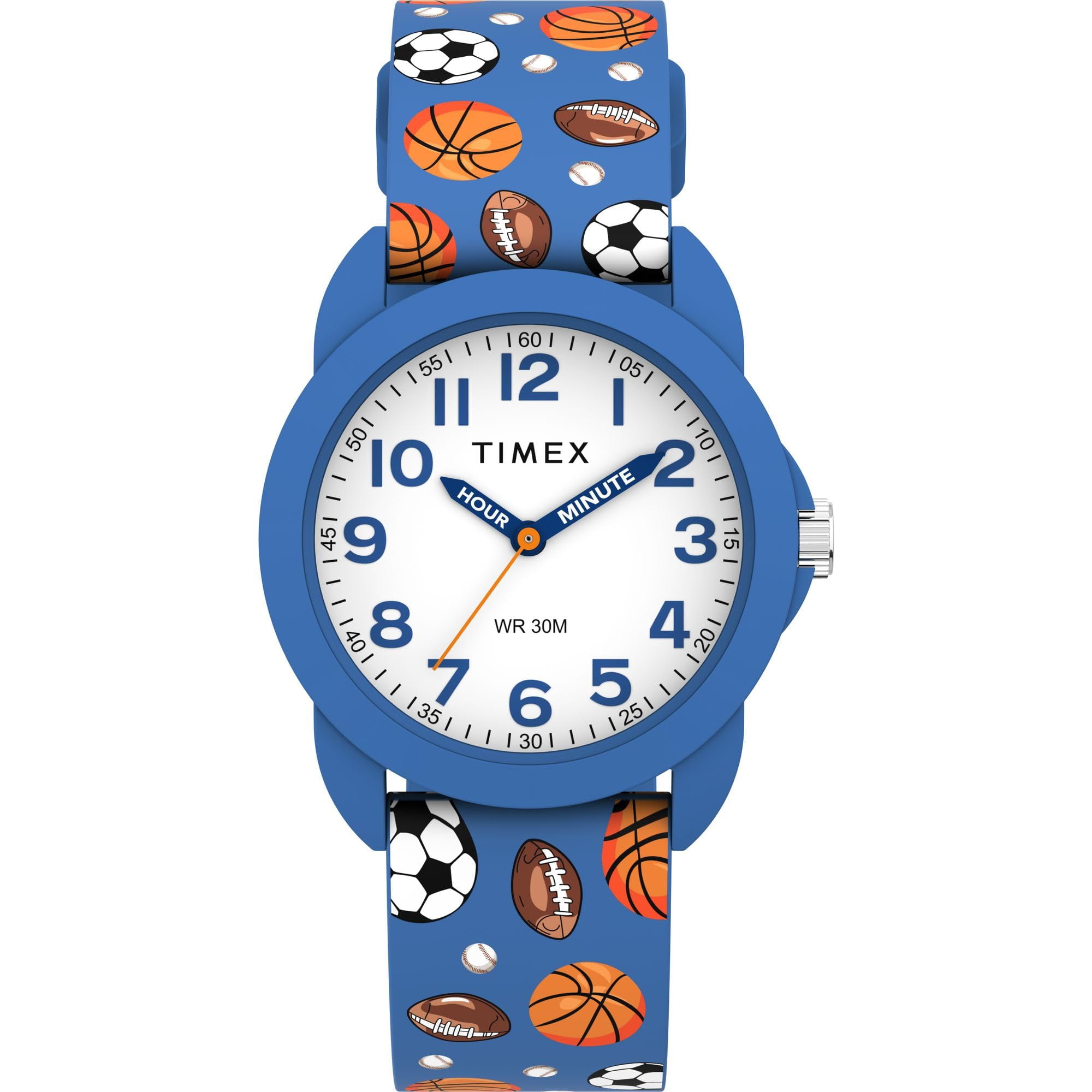 Timex Youth Kids Time Teacher 30mm Watch - Blue Strap White Dial Blue Case