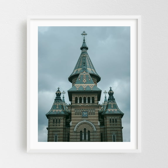 Timișoara Orthodox Cathedral 02 - Timișoara Județul Timiș Romania Photography White Framed Wall Art Print 16 x 20 inches