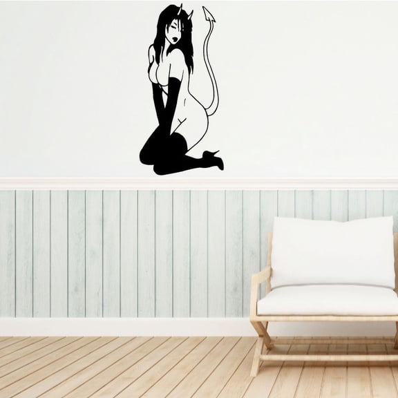 Timid Devil Girl Decal - 36 Inches