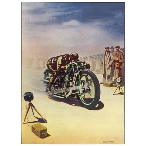 Timing A Motor Cycle Poster Print By Mary Evans Picture Library (24 X 36)