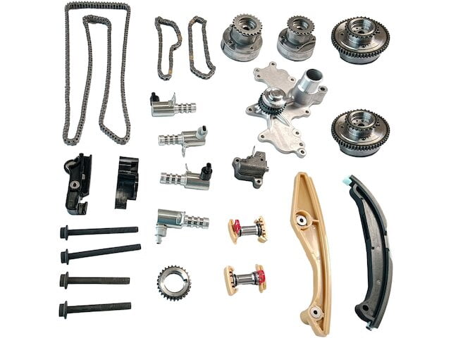 Timing Chain Kit with VVT Sprockets and Solenoids, Water Pump Cover - Compatible with 2011 - 2013 Ford F-150 3.5L V6 2012