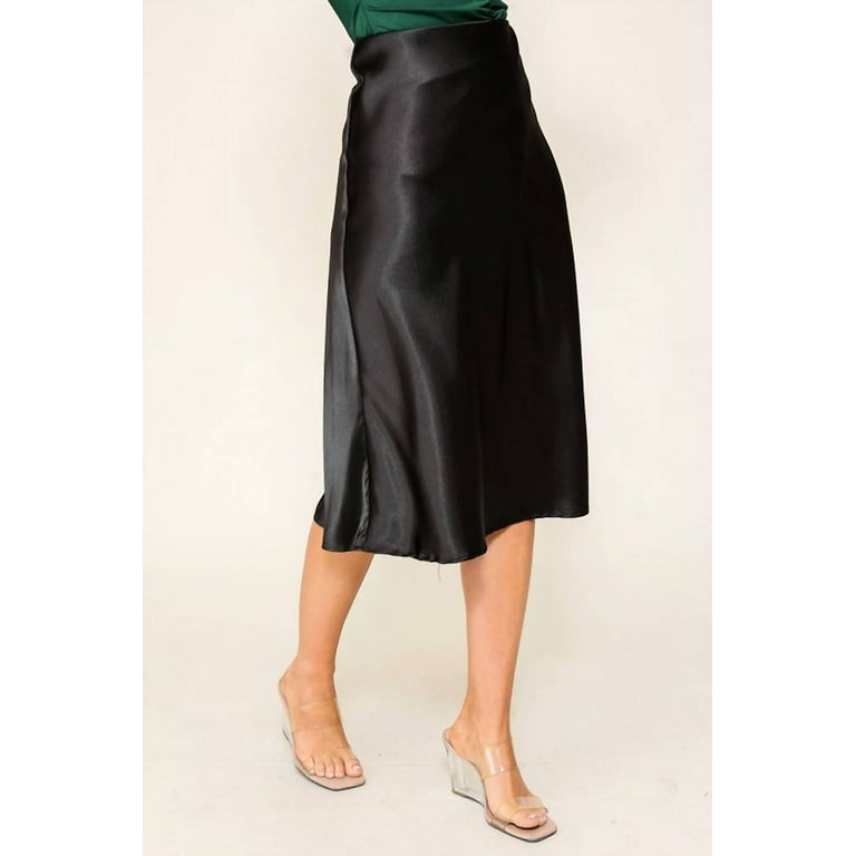 summer black satin skirt