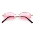 thumbnail image 1 of Timless Iconic Hipster Metal Rim Narrow Rectangle Snug Hustler Sunglasses Gold - Pink, 1 of 8