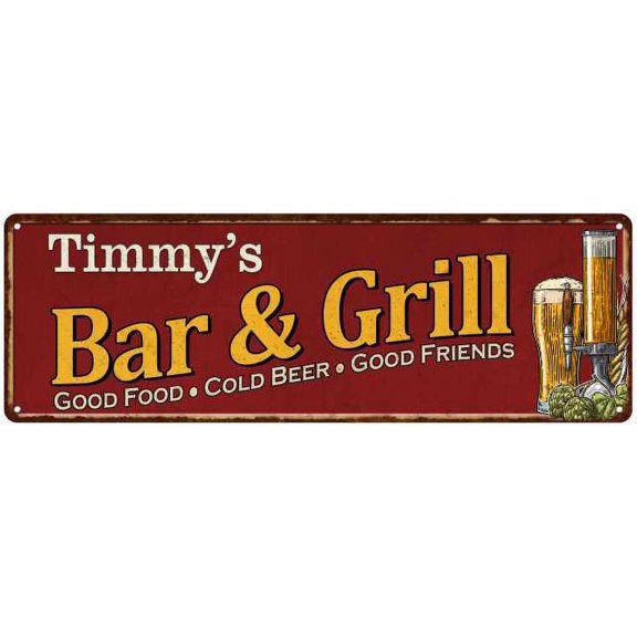 Timmy's Bar and Grill Red Gift Man Cave Decor 6x18 Sign 206180054237