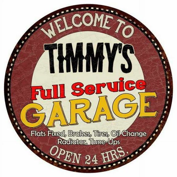 Timmy's Full Service Garage 14" Round Metal Sign Man Cave Decor 100140037233