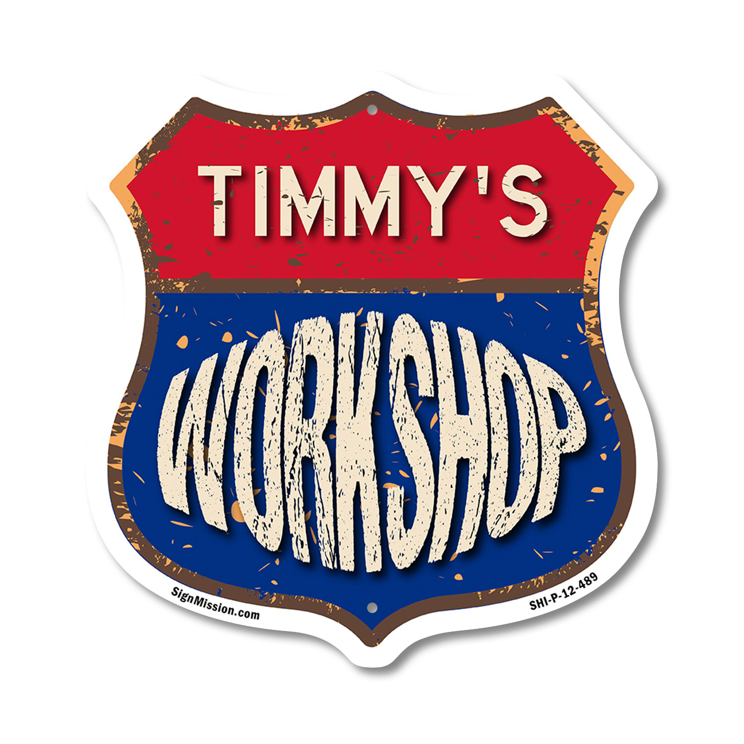 Ten Inch Timmy Timmy's Workshop 12 inch X 12 inch Shield Shaped Commercial Grade ...