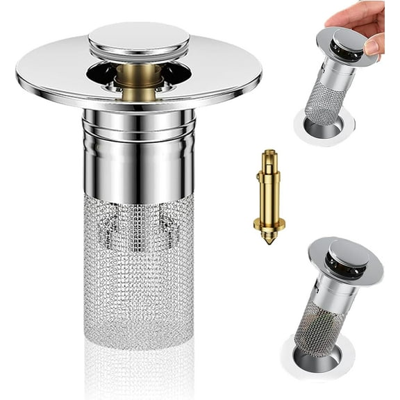 Timnamy Drain, Timnamy Sink Strainer, Universal Stainless Steel Drain Strainer, Pop Up Sink Stopper Bathroom