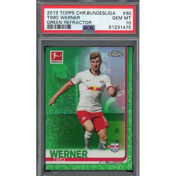 Timo Werner 2019 Topps Chrome Bundesliga Green Refractor Card #90 PSA 10 /99