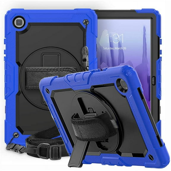 Timoom Case for Samsung Galaxy Tab A7 10.4 Inch 2020, Full Body Cover with 360 Swivel Hand Strap Single Shoulder Strap Heavy Duty Shockproof Case for Samsung A7 Tablet SM-T500/T505/T507, Blue