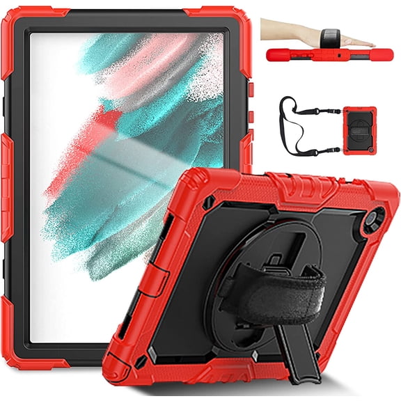 Timoom Case for Samsung Galaxy Tab A8 10.5 Inch 2022 , Case with Screen Protector Pencil Holder , Hand Strap Shoulder Strap , Kids Shockproof Silicone Rugged Cover Tablet Tab A8