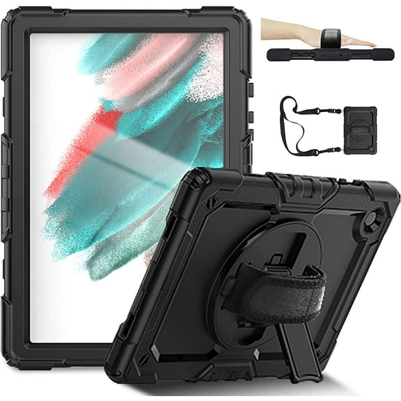 Timoom Case for Samsung Galaxy Tab A8 10.5 Inch 2022 , Case with Screen Protector Pencil Holder , Hand Strap Shoulder Strap , Kids Shockproof Silicone Rugged Cover Tablet Tab A8