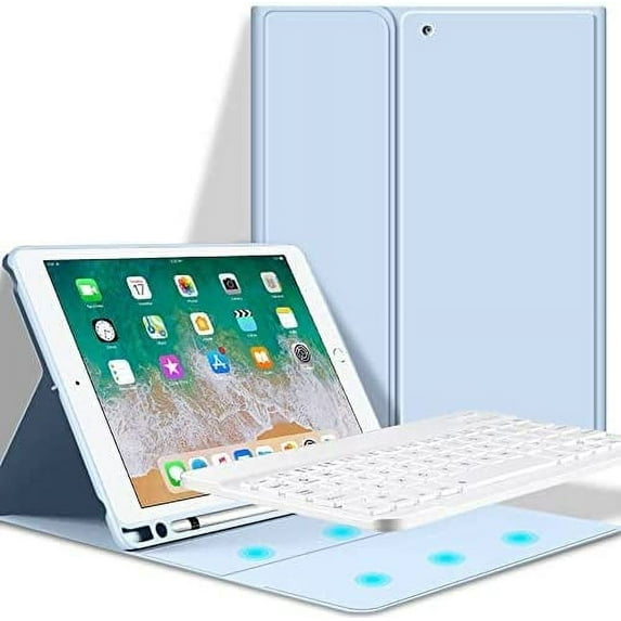Timoom Keyboard Case for iPad 9.7 Inch Air 2th Gen, iPad 5th/iPad 6th Generation (2017/2018) Case with Pencil Holder, Magnetically Detachable Wireless Keyboard Stand Cover for iPad 6 iPad 5