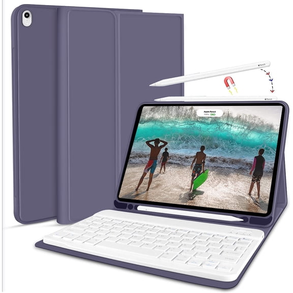 Timoom Keyboard Case for iPad Air 5th Generation 2022 / iPad Air 4th Generation 2020 with Pencil Holder, Magnetically Detachable Wireless Keyboard Stand Cover for ipad Air 4/5 10.9 Inch