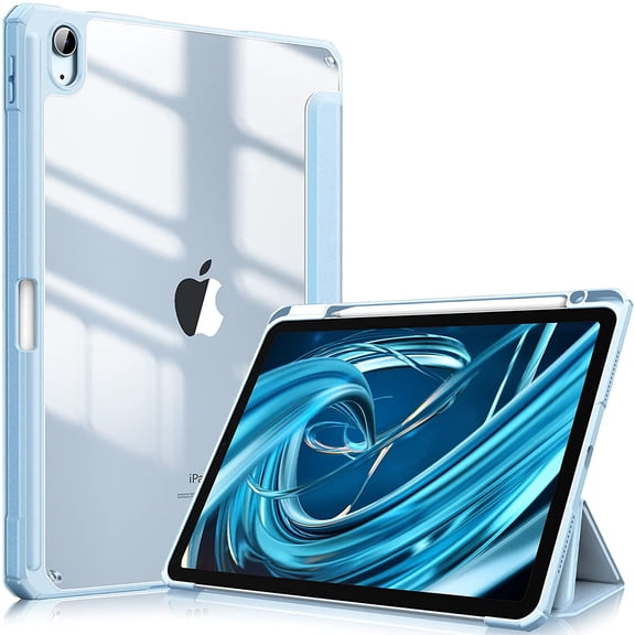 Timoom Slim Case for iPad Air 5th Generation (2022) / iPad Air 4th Generation (2020) 10.9 Inch - [Built-in Pencil Holder] Shockproof Cover with Clear Transparent Back Shell