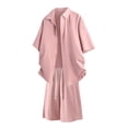 thumbnail image 1 of Timoontee 2 Piece Vacation Sets for Men Lightweight Loose Summer Casual Tracksuits Button Down Short Sleeve Collared Shirts with Drawstring Shorts Pink XXXL, 1 of 5