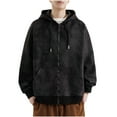 thumbnail image 1 of Timoontee Cardigan Hooded Sweatshirts for Men Loose Fit Long Sleeve Solid Big Pocket Full Zip Hoodies Fall Winter Trendy Casual Sweatshirts Black XXXL, 1 of 6