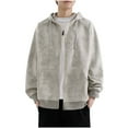 thumbnail image 1 of Timoontee Cardigan Hooded Sweatshirts for Men Loose Fit Long Sleeve Solid Big Pocket Full Zip Hoodies Fall Winter Trendy Casual Sweatshirts Gray L, 1 of 2