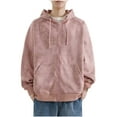 thumbnail image 1 of Timoontee Cardigan Hooded Sweatshirts for Men Loose Fit Long Sleeve Solid Big Pocket Full Zip Hoodies Fall Winter Trendy Casual Sweatshirts Pink L, 1 of 3