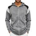 thumbnail image 1 of Timoontee Cardigan Hoodies for Men Long Sleeve Zip Up Hooded Tops Outdoor Casual Workout Sweatshirts Color Block Pocket Hooded Sweatshirts Gray XXL, 1 of 8
