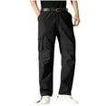 thumbnail image 1 of Timoontee Cargo Pants Drawstring Waist Trousers Casual Jogger Fishing Hiking Pants for Men Straight Leg Lightweight Workwear Pull On Pants Sweatpants with Pocket Black L, 1 of 5