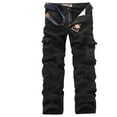 thumbnail image 1 of Timoontee Cargo Pants Drawstring Waist Trousers Lightweight Workwear Casual Jogger Fishing Hiking Pants for Men Sweatpants with Pocket Pull On Pants Straight Leg Black S, 1 of 2