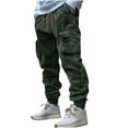 thumbnail image 1 of Timoontee Cargo Pants Drawstring Waist Trousers Lightweight Workwear Sweatpants with Pocket Straight Leg Casual Jogger Pull On Pants Fishing Hiking Pants for Men Army Green S, 1 of 6