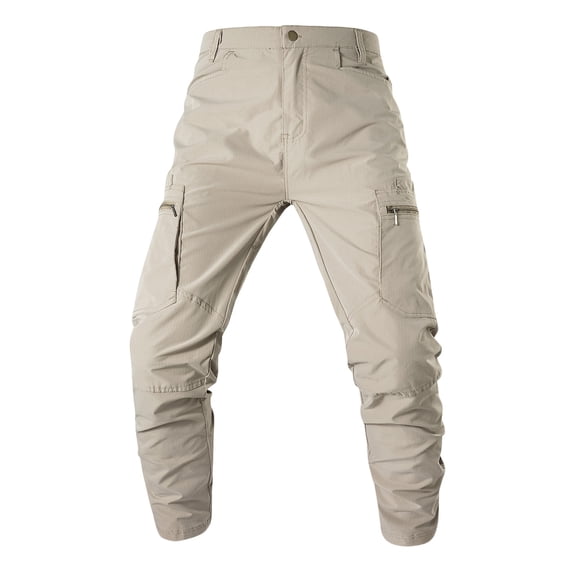Timoontee Cargo Pants Drawstring Waist Trousers Pull On Pants Sweatpants with Pocket Casual Jogger Lightweight Workwear Fishing Hiking Pants for Men Straight Leg Khaki L