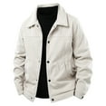 thumbnail image 1 of Timoontee Corduroy Coats Men's Long Sleeve Lapel Collar Snap Jacket Fashion Solid Pocket Jacket Fall Winter Fleece Lined Thickened Warm Jacket Coat White XXL, 1 of 7