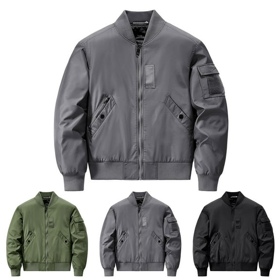 Timoontee Daily Casual Jacket for Men Long Sleeve Stand Collar Jacket Solid Full Zip Jacket Outdoor Sports Jacket for Cycling Hiking Workout Gray XXL