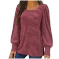 thumbnail image 1 of Timoontee Fall Sweaters for Women 2024 Long Sleeve Shirts Casual Knit Tunic Trendy Square Neck Tops Lightweight Dressy Blouses Red 4, 1 of 6