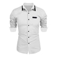 thumbnail image 1 of Timoontee Fashion Shirts for Men Casual Long Sleeve Lapel Collar Cardigan T-Shirt Button Down Tops Lightweight Solid Pocket Blouses White XXL, 1 of 2