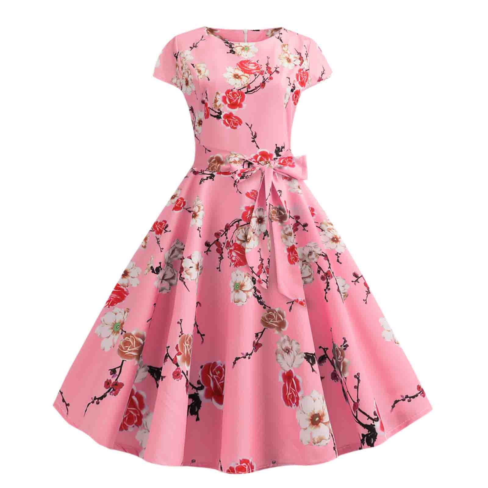 1950'S Vintage Hepburn Style Tea Length Party Dresses With