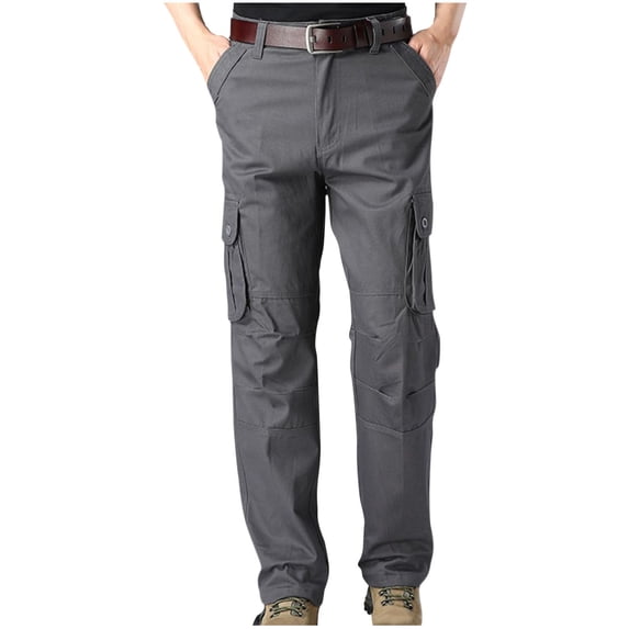 Timoontee Fishing Hiking Pants for Men Straight Leg Casual Jogger Lightweight Workwear Sweatpants with Pocket Cargo Pants Drawstring Waist Trousers Pull On Pants Gray XL