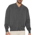 thumbnail image 1 of Timoontee Fleece Jacket for Men Solid Zip Up Flight Jacket Long Sleeve Stand Collar Jacket Casual Fall Jacket Thickened Warm Winter Jacket Coat Gray L, 1 of 8