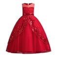 thumbnail image 1 of Timoontee Flower Girl Baby Girl Lace Embroidery Tutu Dress Pageant Formal Birthday Party Dress Christening Baptism Gown Mesh Princess Bow Dress Red 4-5 Years, 1 of 9