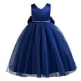 thumbnail image 1 of Timoontee Girls Flower Vintage Lace Princess Long Dress for Kids Tulle Pageant Formal Party Wedding Floor Dance Evening Gown Bowknot Ruffle Gown Dress Blue 110 US(110), 1 of 6