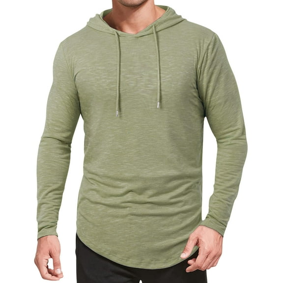 Timoontee Hoodies for Men Casual Long Sleeve Sweatshirts Lightweight Athletic Sweatshirts for Hiking Jogging Mountain Workout Gym Army Green M