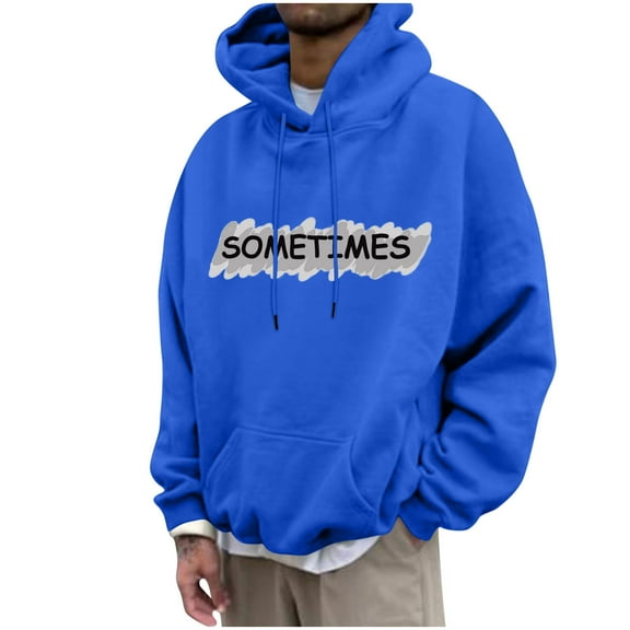 Timoontee Hoodies for Men and Women Fashion Hip Hop Graphic Hooded Sweatshirts Casual Long Sleeve Sweatshirts Unisex Streetwear Blue XXL