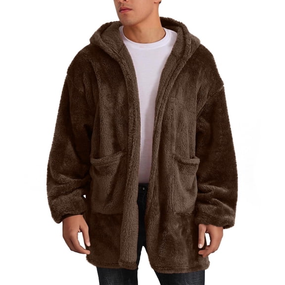 Timoontee Hoodies for Women and Men Daily Casual Hooded Sweatshirts Comfy Fuzzy Fleece Blanket Hoodie Jacket Solid Gardigan Sweatshirts Brown XXL