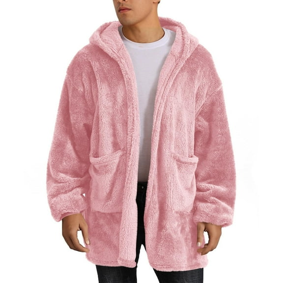 Timoontee Hoodies for Women and Men Daily Casual Hooded Sweatshirts Comfy Fuzzy Fleece Blanket Hoodie Jacket Solid Gardigan Sweatshirts Pink M